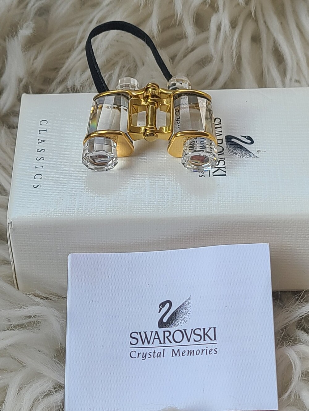 Swarovski Crystal Memories Binoculars Clear/Gold Figurine 243445- Like New